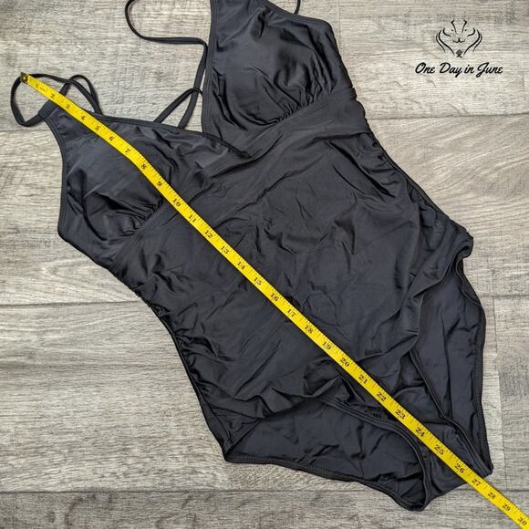 Seamaid V Neck Cross Back One Piece Swimsuit Size M - Picture 3 of 4